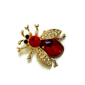 Red and Gold Flying Insect Brooch